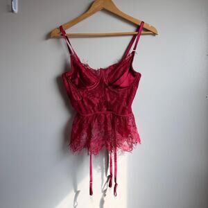 Red Lace Tie Back Corset Top Size L